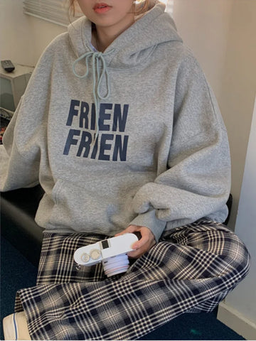 Getadme- Oversized American Retro Hoodies Women Korean Casual Hooded Sweatshirts Thicken Warm Top Harajuku Pullover Autumn